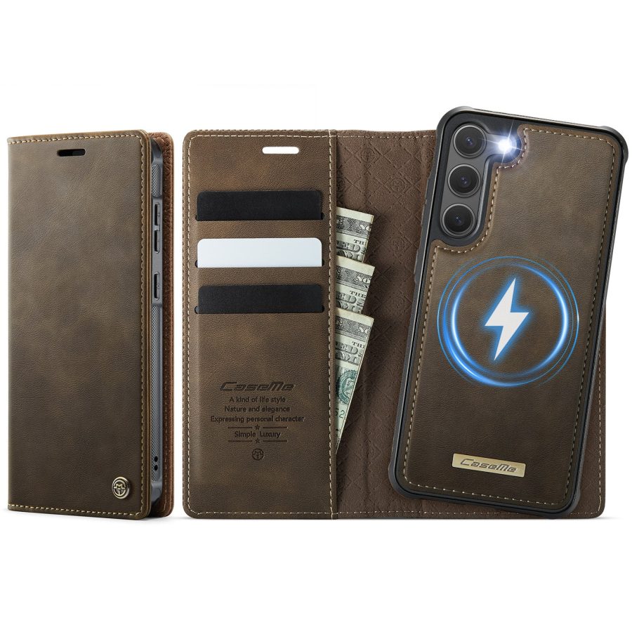 6601166920C-1 CASEME Samsung Galaxy S23 Case 2-in-1 Magnetic Detachable Wallet Vegan Leather Flip Cover