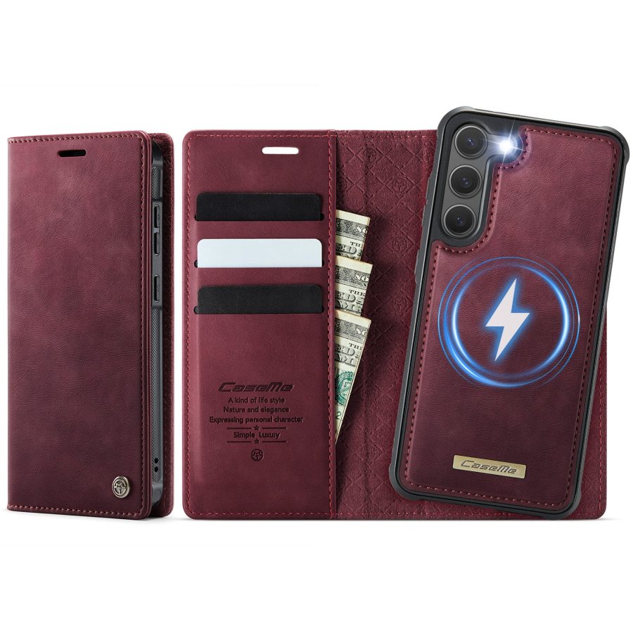 6601166920D-1 CASEME Samsung Galaxy S23 Case 2-in-1 Magnetic Detachable Wallet Vegan Leather Flip Cover