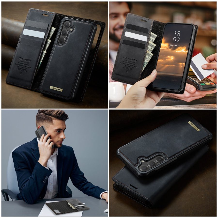 6601166922B-12 CASEME Samsung Galaxy S23 FE Case 2-in-1 Magnetic Detachable Wallet Vegan Leather Flip Cover