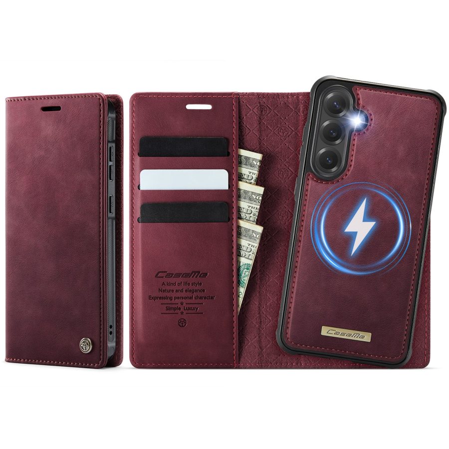 6601166922D-1 CASEME Samsung Galaxy S23 FE Case 2-in-1 Magnetic Detachable Wallet Vegan Leather Flip Cover