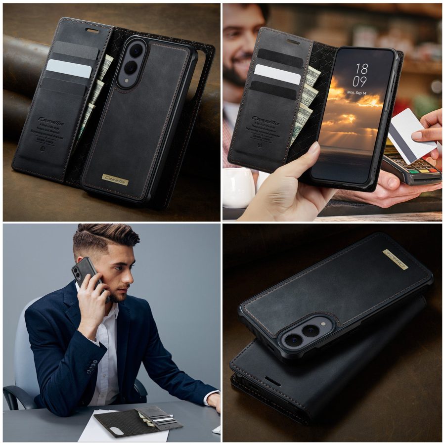 6601166924B-12 CASEME Samsung Galaxy S25 Edge Case 2-in-1 Magnetic Detachable Wallet Vegan Leather Flip Cover