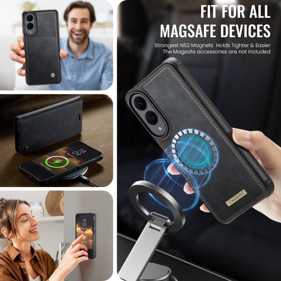 6601166924B-3 CASEME Samsung Galaxy S25 Edge Case 2-in-1 Magnetic Detachable Wallet Vegan Leather Flip Cover
