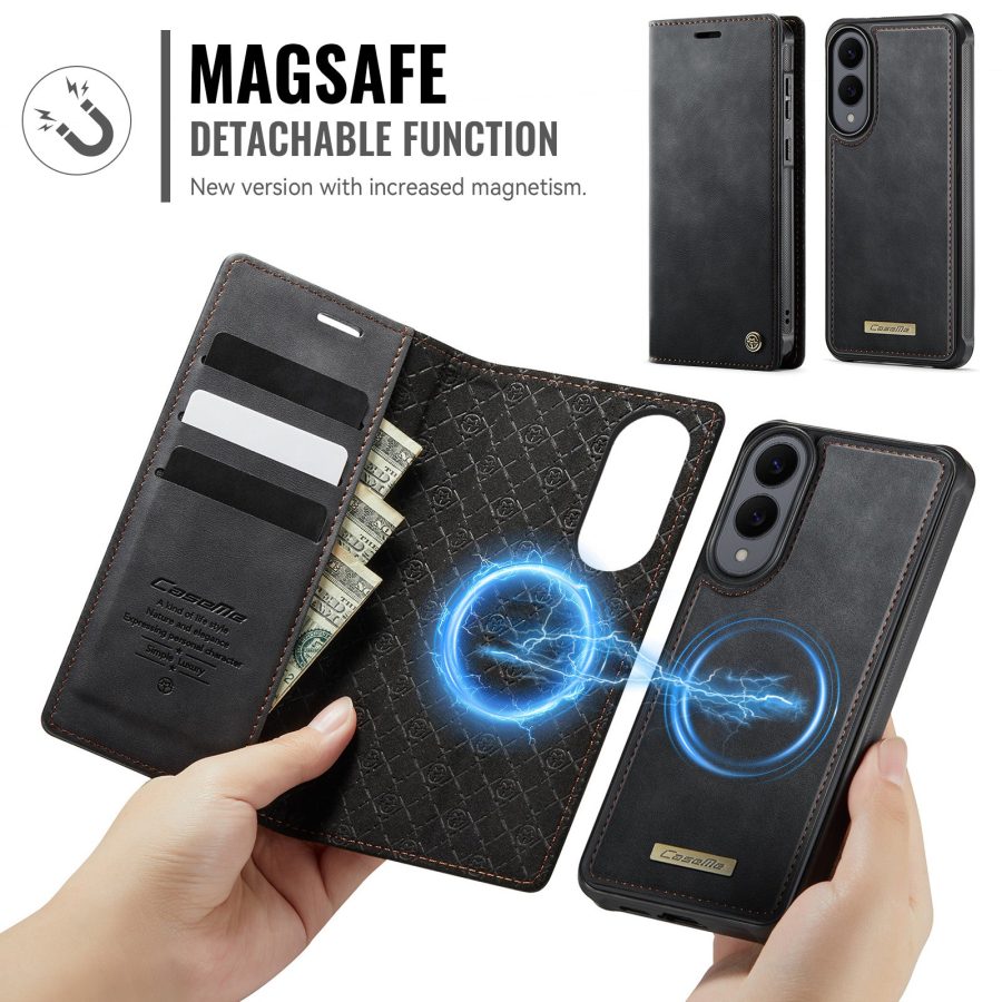 6601166924B-6 CASEME Samsung Galaxy S25 Edge Case 2-in-1 Magnetic Detachable Wallet Vegan Leather Flip Cover