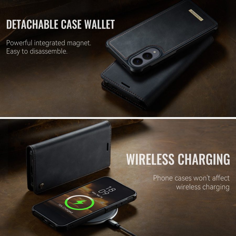 6601166924B-7 CASEME Samsung Galaxy S25 Edge Case 2-in-1 Magnetic Detachable Wallet Vegan Leather Flip Cover