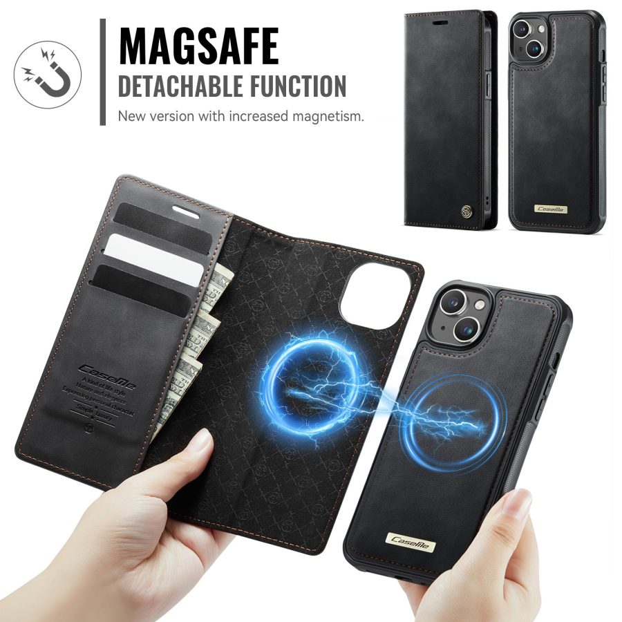 6601166929B-6 CASEME iPhone 13 Case 2-in-1 Detachable Wallet Vegan Leather Flip Cover - Compatible with MagSafe