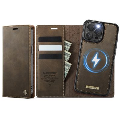 6601166930A-1 CASEME iPhone 13 Pro Case 2-in-1 Detachable Wallet Vegan Leather Flip Cover - Compatible with MagSafe