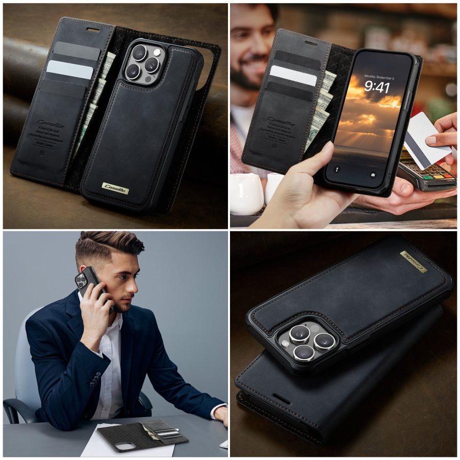 6601166930B-12 CASEME iPhone 13 Pro Case 2-in-1 Detachable Wallet Vegan Leather Flip Cover - Compatible with MagSafe