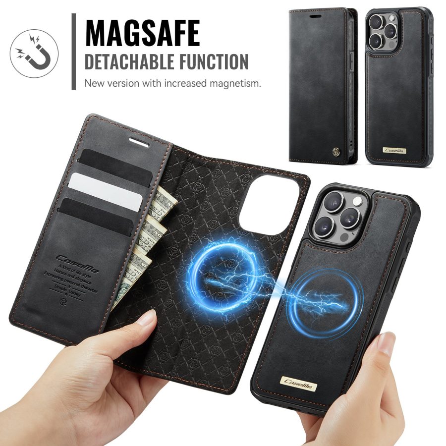 6601166930B-6 CASEME iPhone 13 Pro Case 2-in-1 Detachable Wallet Vegan Leather Flip Cover - Compatible with MagSafe