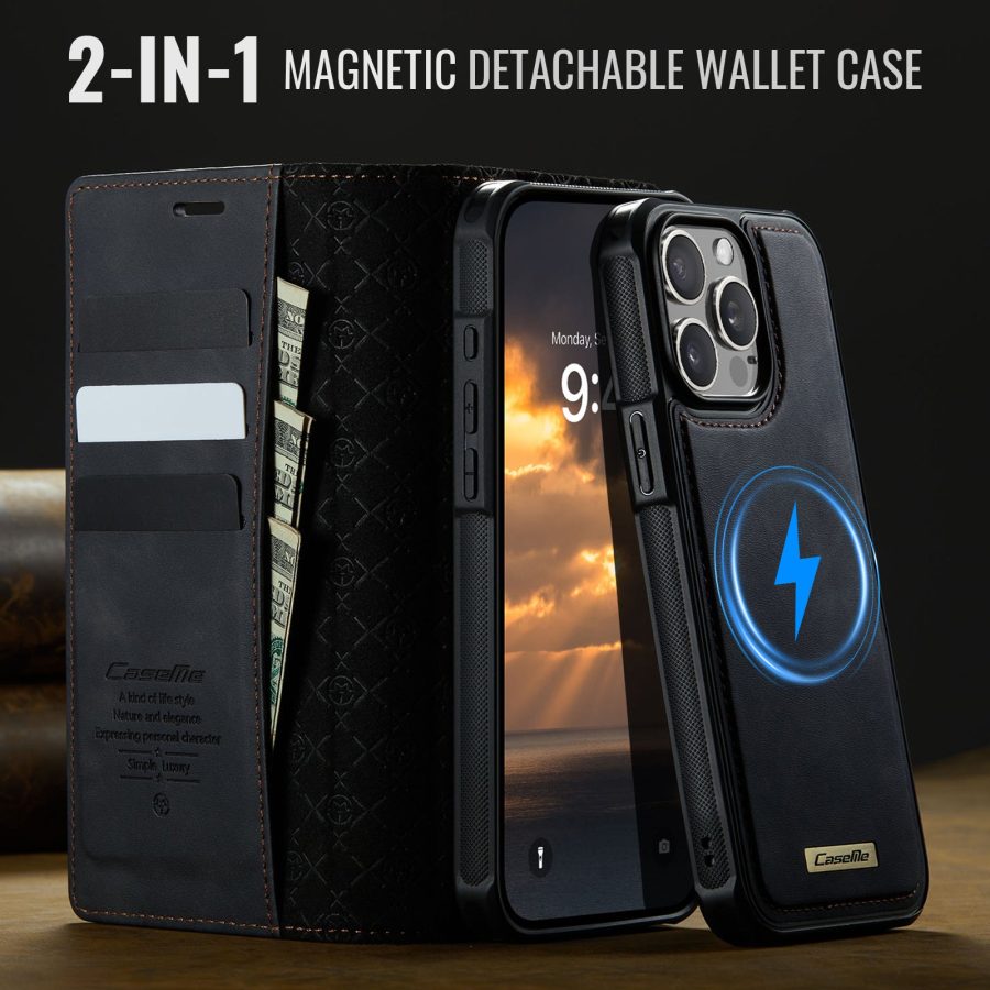 6601166931B-4 CASEME iPhone 13 Pro Max Case 2-in-1 Detachable Wallet Vegan Leather Flip Cover - Compatible with MagSafe