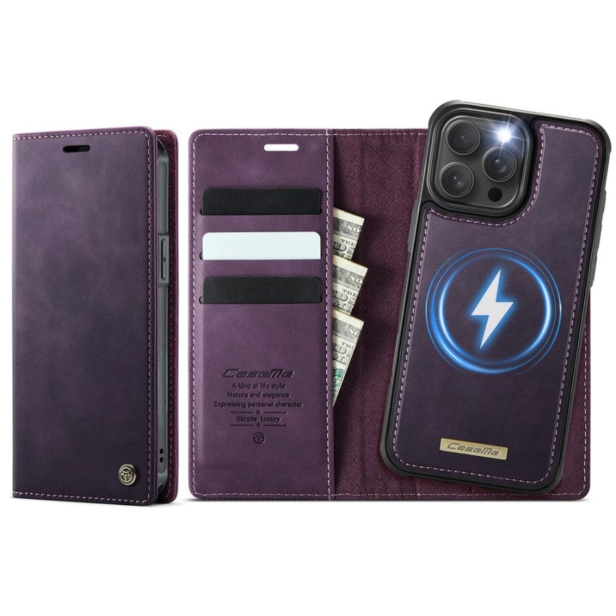 6601166933E-1 CASEME iPhone 14 Pro Case 2-in-1 Detachable Wallet Vegan Leather Flip Cover - Compatible with MagSafe