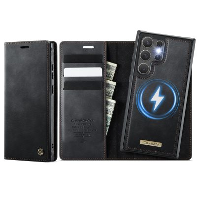 6601167531B-1 CASEME Samsung Galaxy S25 Ultra Case 2-in-1 Magnetic Detachable Wallet Vegan Leather Flip Cover