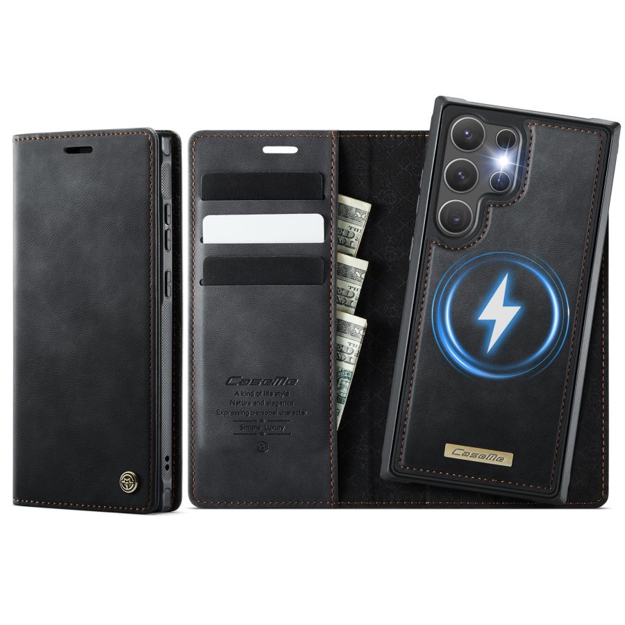 CASEME Samsung Galaxy S24 Ultra Case 2-in-1 Magnetic Detachable Wallet Vegan Leather Flip Cover