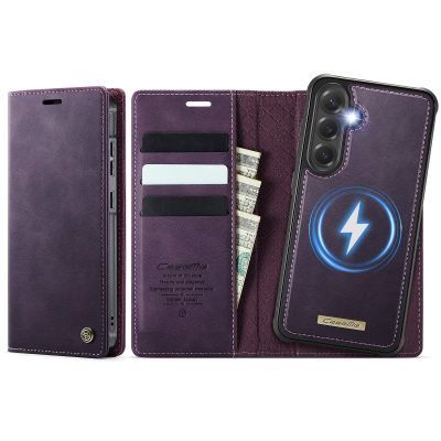CASEME Samsung Galaxy S25 / Galaxy S24 Case 2-in-1 Magnetic Detachable Wallet Vegan Leather Flip Cover