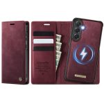 CASEME Samsung Galaxy S25 / Galaxy S24 Case 2-in-1 Magnetic Detachable Wallet Vegan Leather Flip Cover