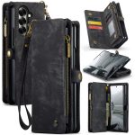 CASEME For Samsung Galaxy Z Fold7 Case 2-in-1 Detachable Magnetic Zipper Wallet Vegan Leather Flip Cover