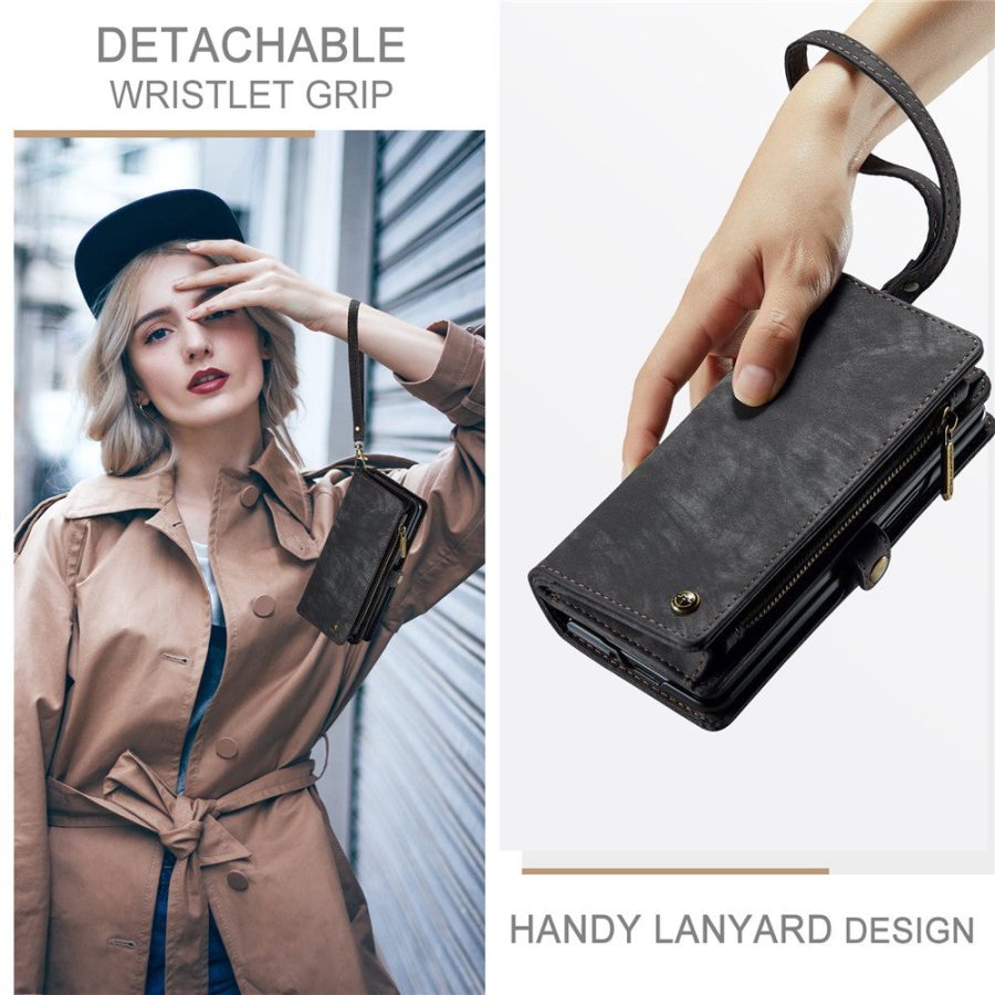 6601168990B-8 CASEME For Samsung Galaxy Z Fold7 Case 2-in-1 Detachable Magnetic Zipper Wallet Vegan Leather Flip Cover