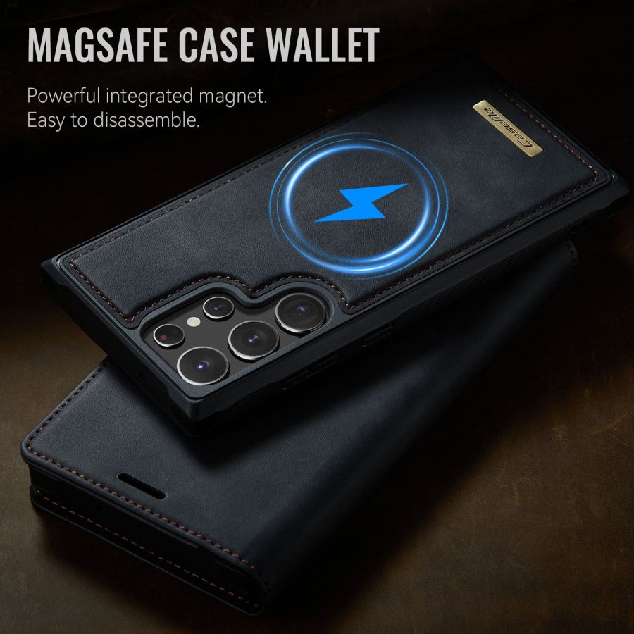 6601168992A-10 CASEME Samsung Galaxy S22 Ultra Case 2-in-1 Magnetic Detachable Wallet Vegan Leather Flip Cover