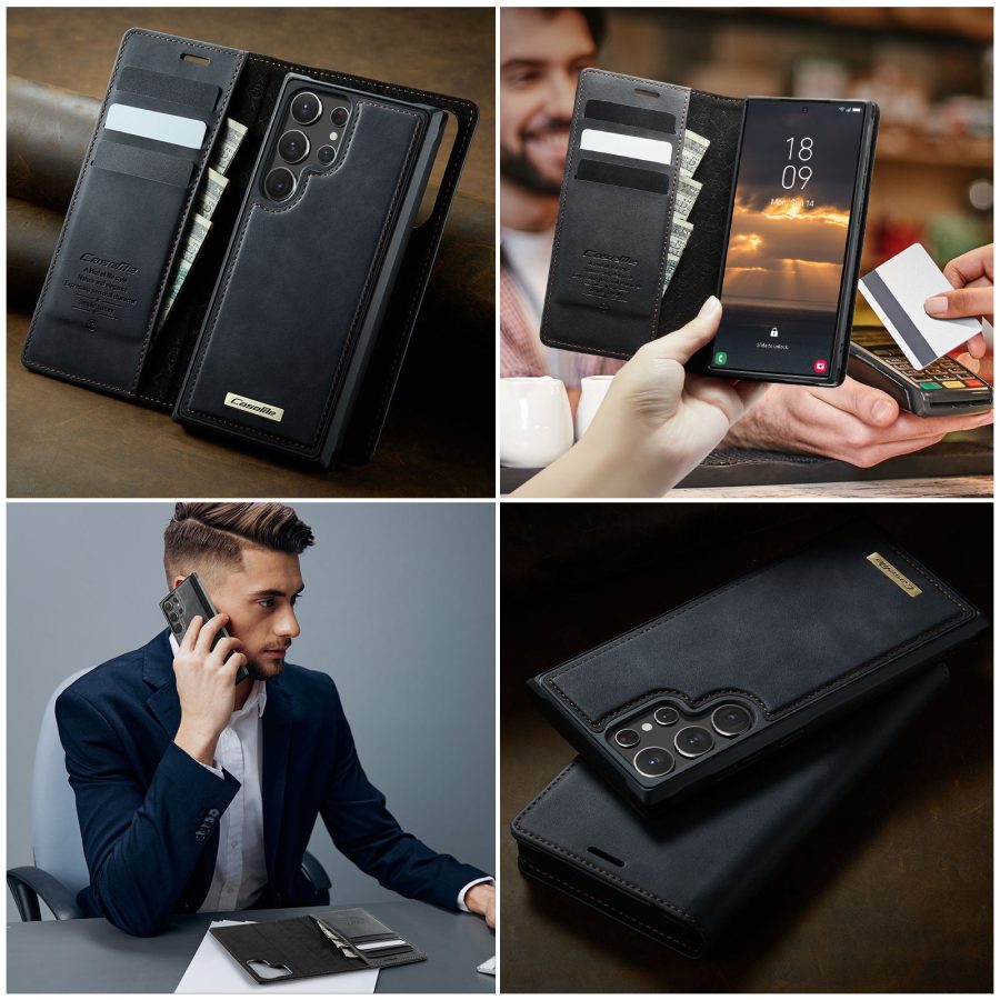 6601168992A-12 CASEME Samsung Galaxy S22 Ultra Case 2-in-1 Magnetic Detachable Wallet Vegan Leather Flip Cover