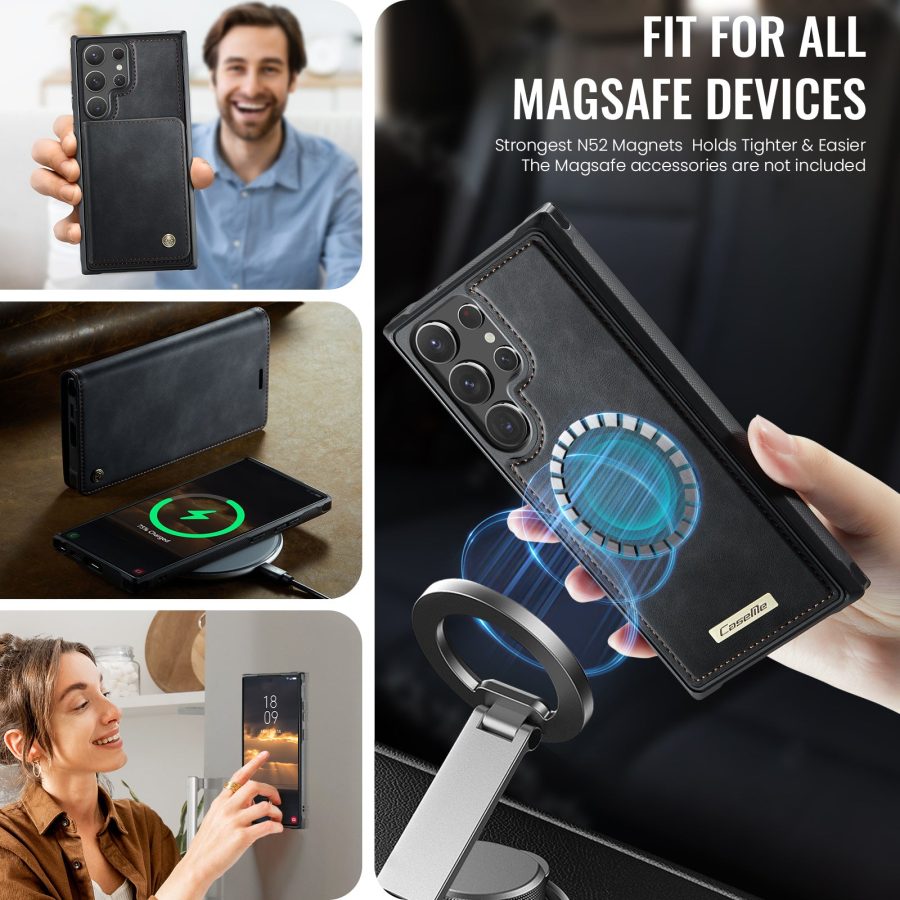 6601168992A-3 CASEME Samsung Galaxy S22 Ultra Case 2-in-1 Magnetic Detachable Wallet Vegan Leather Flip Cover