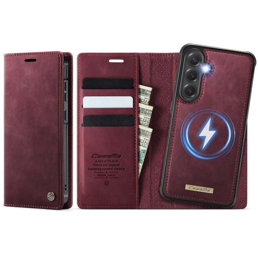 6601168994C-1 CASEME Samsung Galaxy S24 FE Case 2-in-1 Magnetic Detachable Wallet Vegan Leather Flip Cover