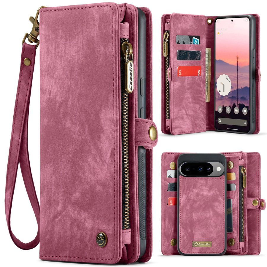 6601175067A-1 CASEME For Google Pixel 10 Pro / Pixel 10 Case 2-in-1 Detachable Magnetic Zipper Wallet Vegan Leather Flip Cover