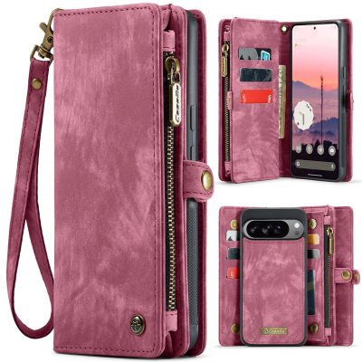 6601175069A-1 CASEME For Google Pixel 10 Pro XL Case 2-in-1 Detachable Magnetic Zipper Wallet Vegan Leather Flip Cover