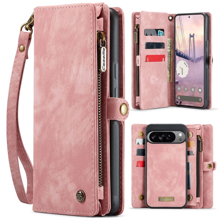 6601175069E-1 CASEME For Google Pixel 10 Pro XL Case 2-in-1 Detachable Magnetic Zipper Wallet Vegan Leather Flip Cover