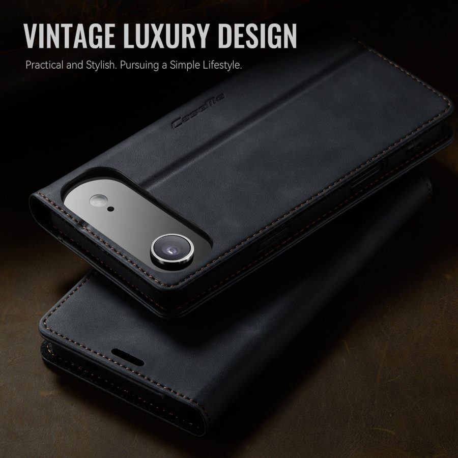 6601176739B-11 CASEME For iPhone Air Case RFID Blocking Wallet Calf Texture Vegan Leather Flip Cover
