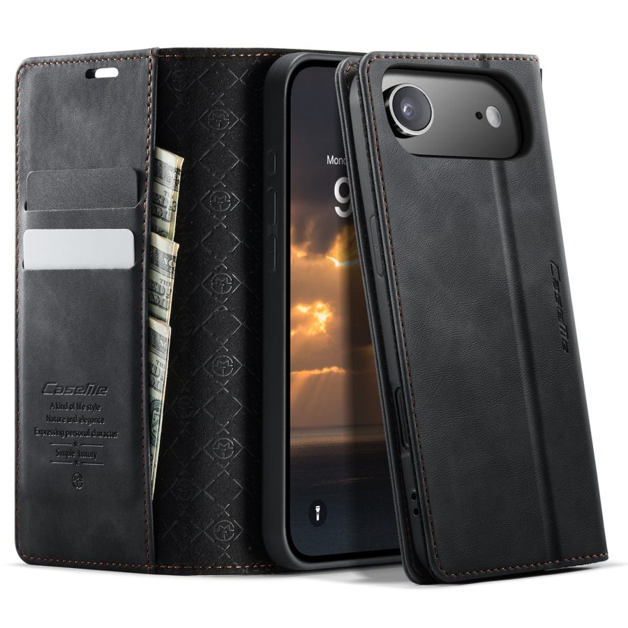 6601176739B-1_7e80f567-6c4a-4e9f-ac7b-8c1036afbe0e CASEME For iPhone Air Case RFID Blocking Wallet Calf Texture Vegan Leather Flip Cover