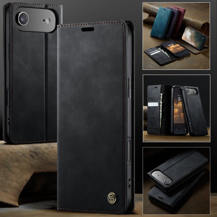 6601176739B-4 CASEME For iPhone Air Case RFID Blocking Wallet Calf Texture Vegan Leather Flip Cover