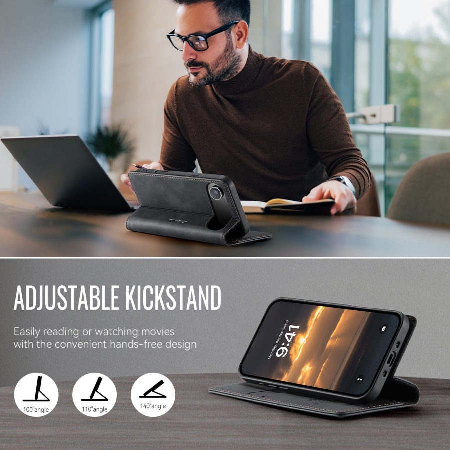 6601176739B-5 CASEME For iPhone Air Case RFID Blocking Wallet Calf Texture Vegan Leather Flip Cover