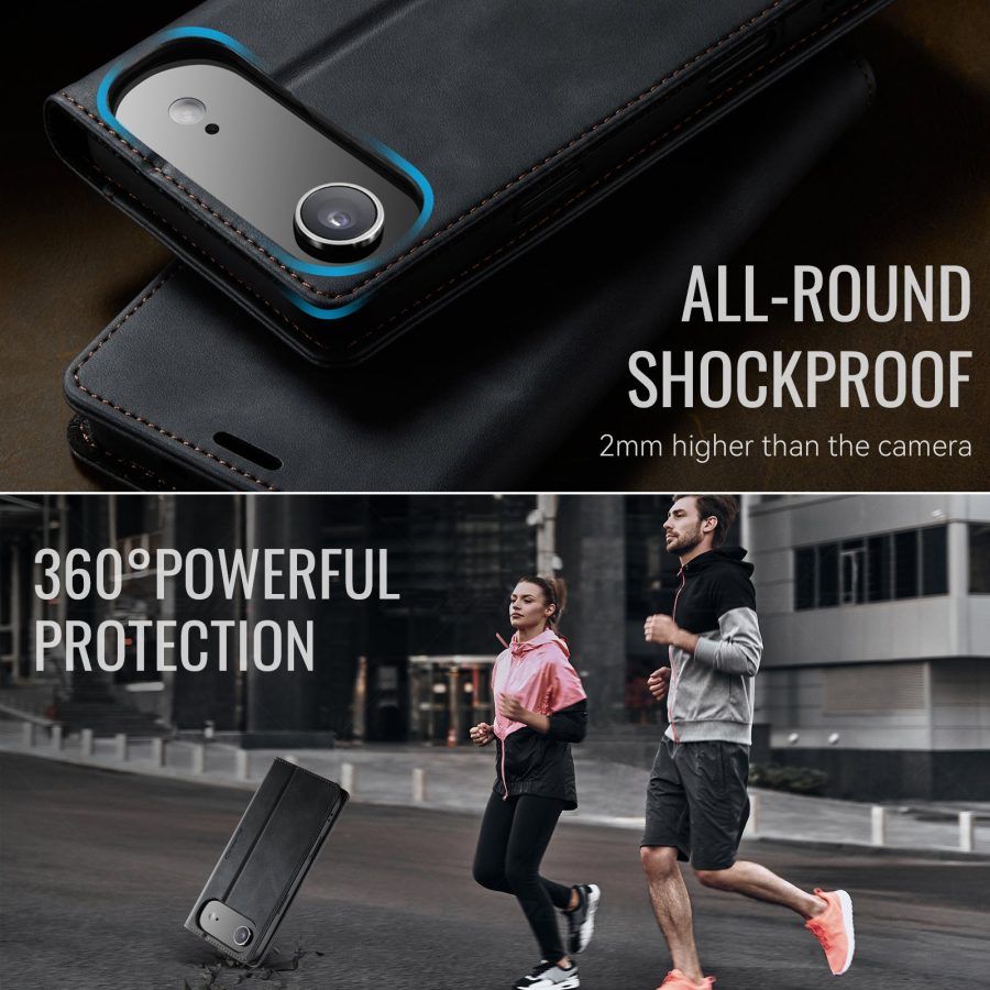 6601176739B-6 CASEME For iPhone Air Case RFID Blocking Wallet Calf Texture Vegan Leather Flip Cover