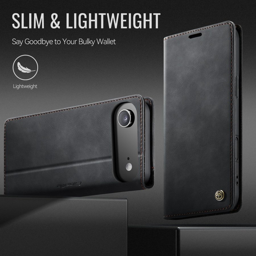 6601176739B-7 CASEME For iPhone Air Case RFID Blocking Wallet Calf Texture Vegan Leather Flip Cover