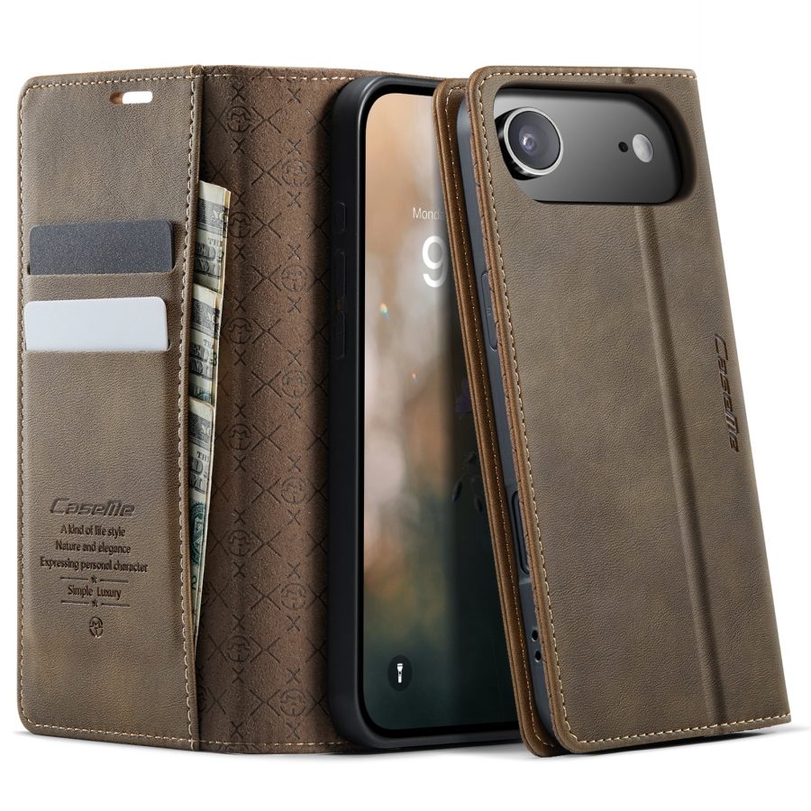 6601176739C-1 CASEME For iPhone Air Case RFID Blocking Wallet Calf Texture Vegan Leather Flip Cover