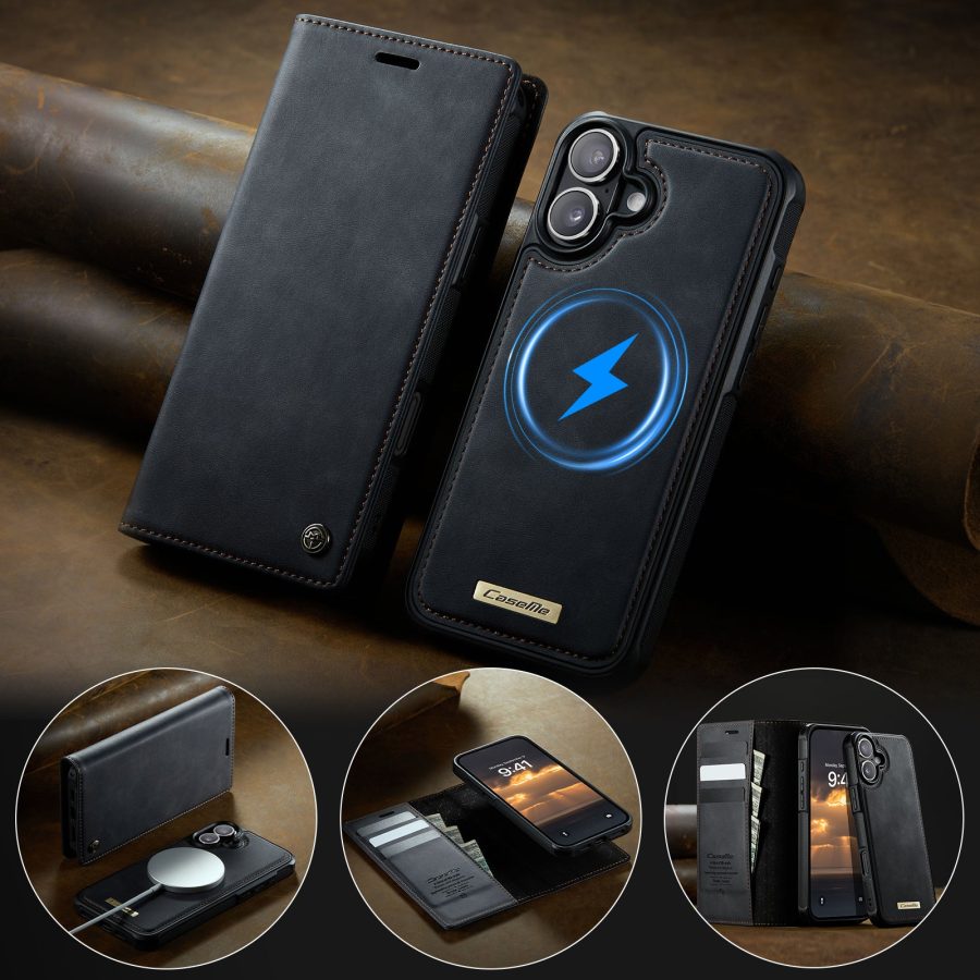CASEME iPhone 17 Case 2-in-1 Detachable Wallet Vegan Leather Flip Cover - Compatible with MagSafe