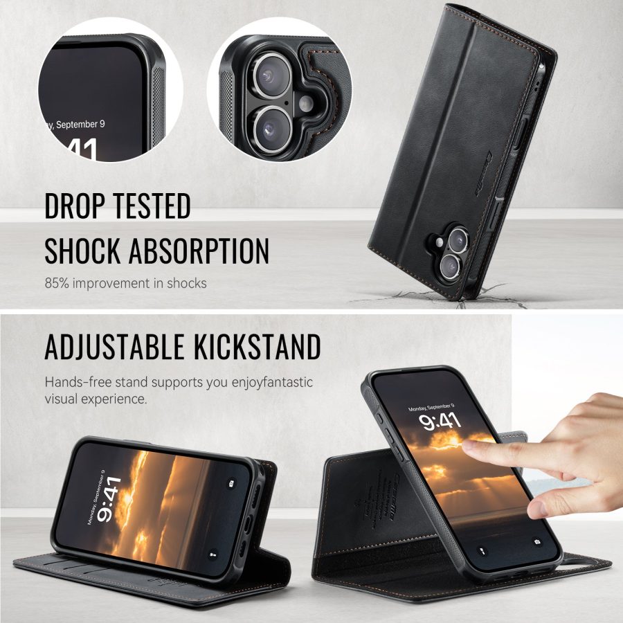CASEME iPhone 17 Case 2-in-1 Detachable Wallet Vegan Leather Flip Cover - Compatible with MagSafe