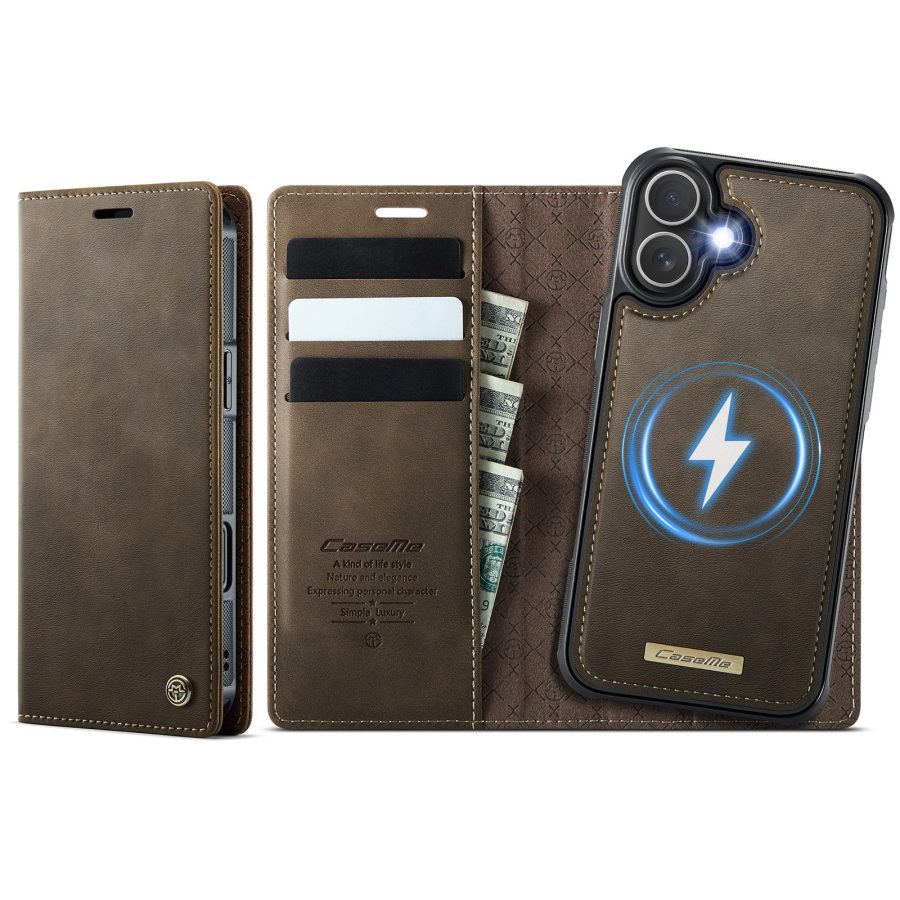 CASEME iPhone 17 Case 2-in-1 Detachable Wallet Vegan Leather Flip Cover - Compatible with MagSafe