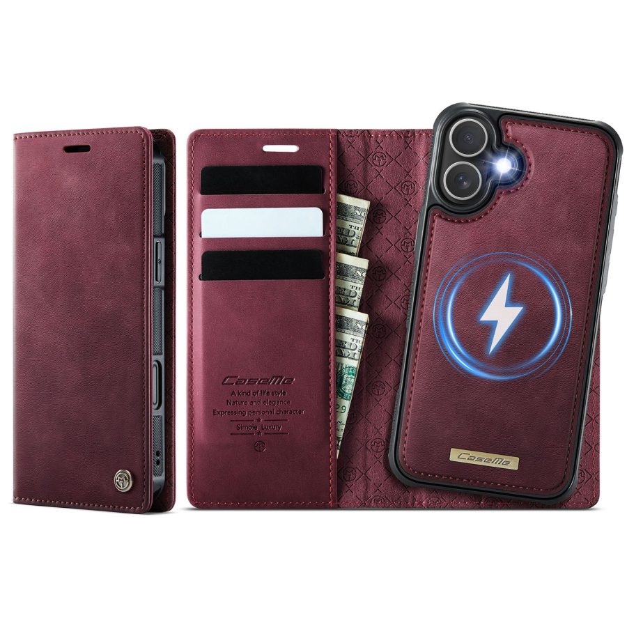 CASEME iPhone 17 Case 2-in-1 Detachable Wallet Vegan Leather Flip Cover - Compatible with MagSafe