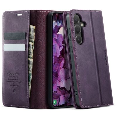 6601178057A-1 CASEME For Samsung Galaxy S25 FE Case RFID Blocking Wallet Calf Texture Vegan Leather Flip Cover