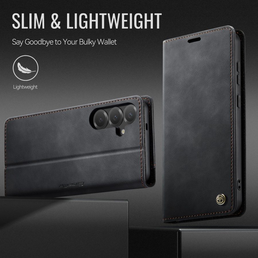 6601178057B-7 CASEME For Samsung Galaxy S25 FE Case RFID Blocking Wallet Calf Texture Vegan Leather Flip Cover
