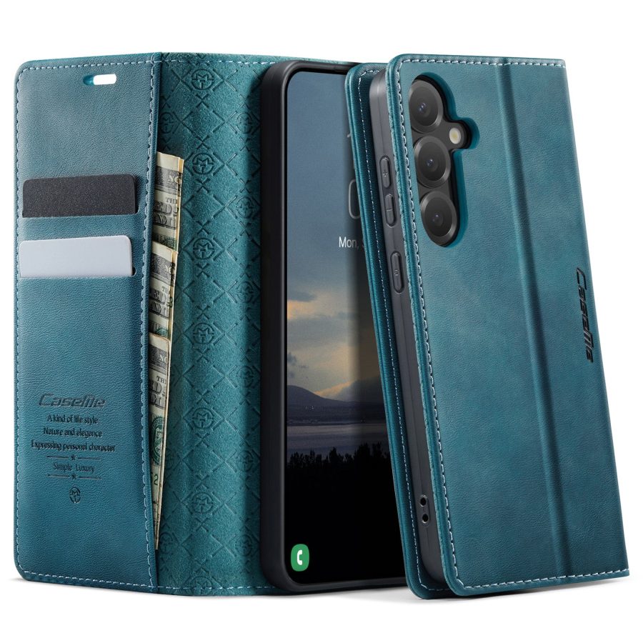 6601178057E-1 CASEME For Samsung Galaxy S25 FE Case RFID Blocking Wallet Calf Texture Vegan Leather Flip Cover