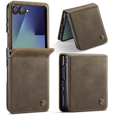 6601178198A-1 CASEME For Samsung Galaxy Z Flip7 Case RFID Blocking Wallet Calf Texture Vegan Leather Flip Cover