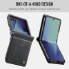 CASEME For Samsung Galaxy Z Flip7 Case RFID Blocking Wallet Calf Texture Vegan Leather Flip Cover