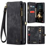 CASEME For Samsung Galaxy S25 FE Case 2-in-1 Detachable Magnetic Zipper Wallet Vegan Leather Flip Cover