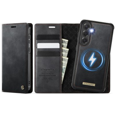 6601178896A-1 CASEME Samsung Galaxy S25 FE Case 2-in-1 Magnetic Detachable Wallet Vegan Leather Flip Cover