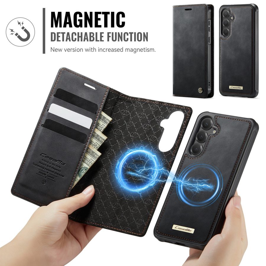6601178896A-6 CASEME Samsung Galaxy S25 FE Case 2-in-1 Magnetic Detachable Wallet Vegan Leather Flip Cover