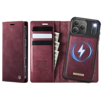 CASEME iPhone 17 Pro Case 2-in-1 Detachable Wallet Vegan Leather Flip Cover - Compatible with MagSafe