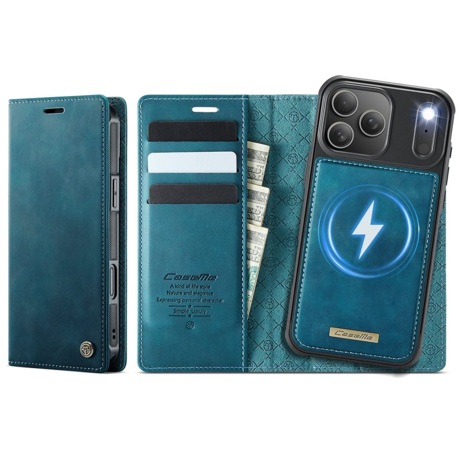 CASEME iPhone 17 Pro Case 2-in-1 Detachable Wallet Vegan Leather Flip Cover - Compatible with MagSafe
