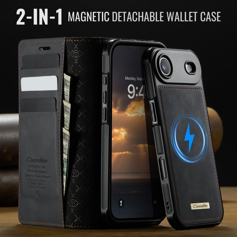 CASEME iPhone Air Case 2-in-1 Detachable Wallet Vegan Leather Flip Cover - Compatible with MagSafe