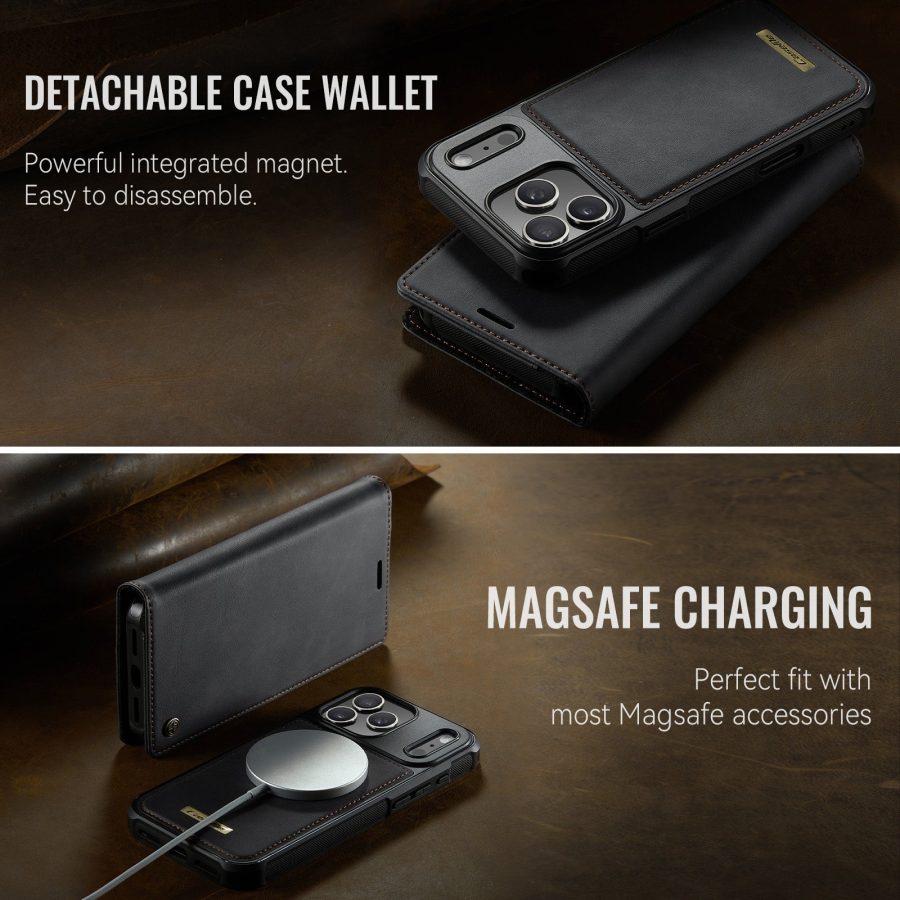 CASEME iPhone 17 Pro Max Case 2-in-1 Detachable Wallet Vegan Leather Flip Cover - Compatible with MagSafe